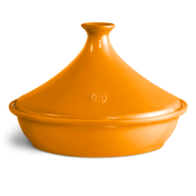 Carica l'immagine nel visualizzatore di Gallery, Emile Henry Tajine tegame in ceramica con coperchio cm 32,5 Lt 5 Giallo Canarino 5532