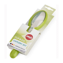 Carica l'immagine nel visualizzatore di Gallery, Emsa clip & go set posate pz 3 cucchiaio, forchetta, coltello in acciaio con custodia