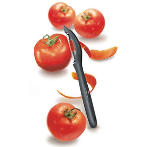 Victorinox, sbucciatore universale, per frutta e verdura, estremamente affilato, finitura seghettata, doppio taglio, impugnatura ergonomica, colore nero V-7.60 75
