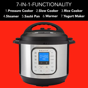 Instant Pot Pro 10 in 1 Electric Multi Cooker 1200W 5.7L - Pressure Cooker, Slow Cooker, Rice Cooker, Steamer, Sauté Pan, Steriliser, Yoghurt Maker, Sous Vide Device - Black Stainless Steel