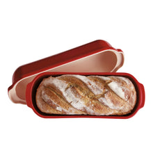 Carica l&#39;immagine nel visualizzatore di Gallery, Emile Henry Stampo pane di campagna pirofila da forno in ceramica con coperchio rosso 5503
