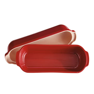 Emile Henry Stampo pane di campagna pirofila da forno in ceramica con coperchio rosso 5503
