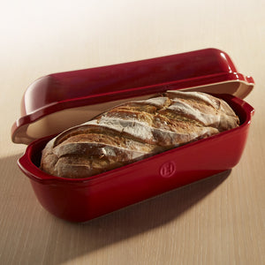 Emile Henry Stampo pane di campagna pirofila da forno in ceramica con coperchio rosso 5503
