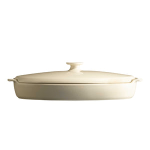 Henry Papillote vaporiera pirofila da forno in ceramica ovale con coperchio Bianco argilla 8443