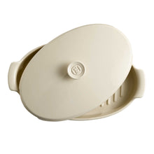 Carica l&#39;immagine nel visualizzatore di Gallery, Henry Papillote vaporiera pirofila da forno in ceramica ovale con coperchio Bianco argilla 8443
